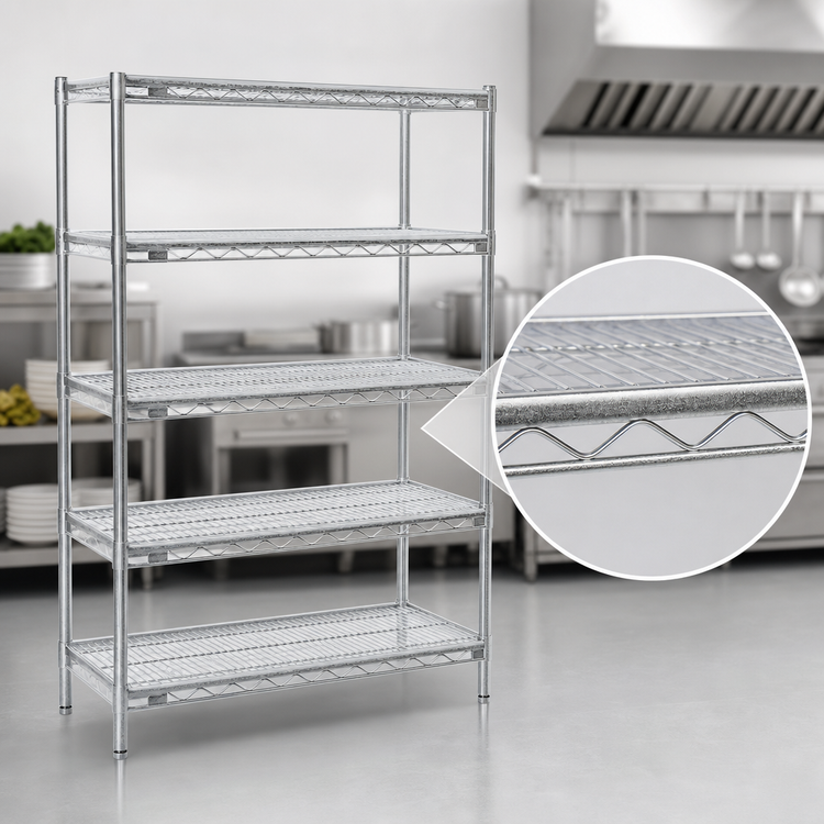 Product image #3 for EAGLEbrite 5-Tier Wire Add-On Shelving Unit with QuadTruss, 48W x 18D x 74H, Zinc Finish