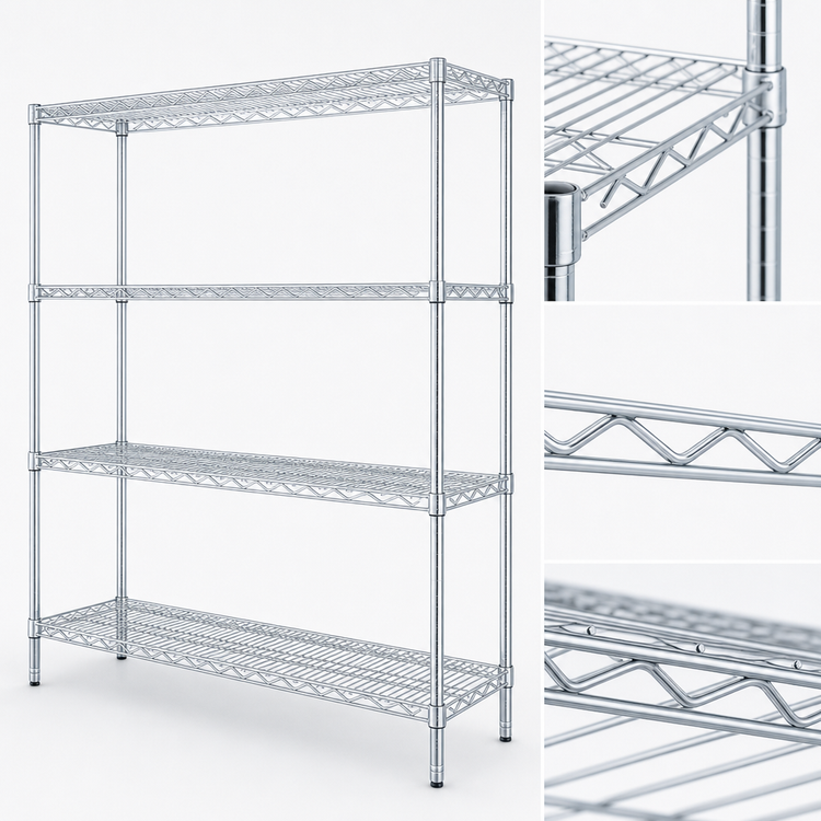 Product image #3 for EAGLEbrite Stationary 4-Tier Wire Starter Shelving Unit, 72 x 21 x 74 Inches, Zinc Finish