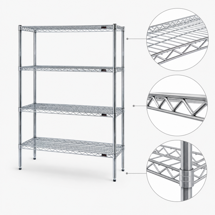 Product image #3 for Eagle Group 4-Tier Starter Wire Shelving Unit, 30 x 24 x 63 Inches, Stainless Steel Finish