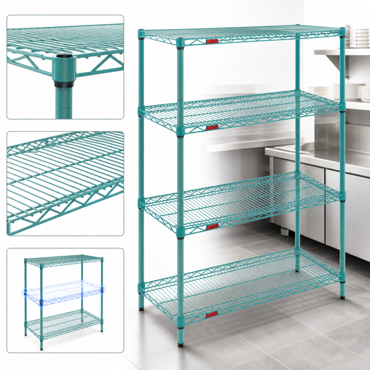 Product image #3 for EagleGard 4-Tier Stationary Starter Wire Shelving Unit, 30W x 24D x 74H, Hybrid Epoxy Finish