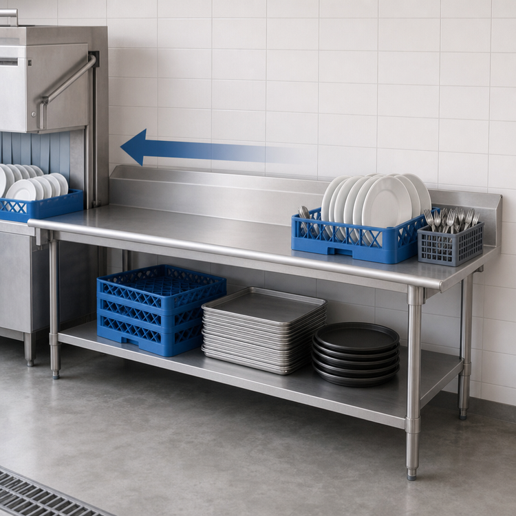 Product image #3 for John Boos Pro-Bowl Straight Clean Dishtable, 84 Inch x 30 Inch, Right-to-Left, 14-Gauge 300 Series Stainless Steel