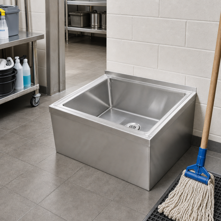 Product image #3 for John Boos Floor Mounted Stainless Steel Mop Sink with 24 x 24 x 12-Inch Compartment