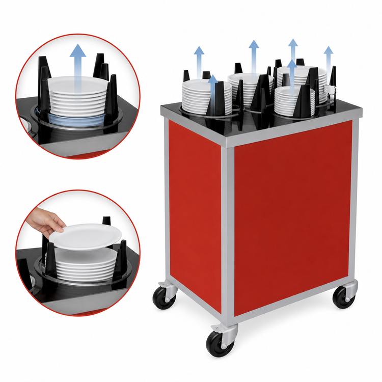 Product image #3 for Atlas Metal MEPD4-8-1/8 Mobile Plate Dispenser, Enclosed, Four Tube, Unheated