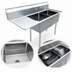 Thumbnail image #3 for Omcan USA 2-Compartment Pot Sink with Left-Hand Drainboard, 24 x 24 x 14 Inch Bowls