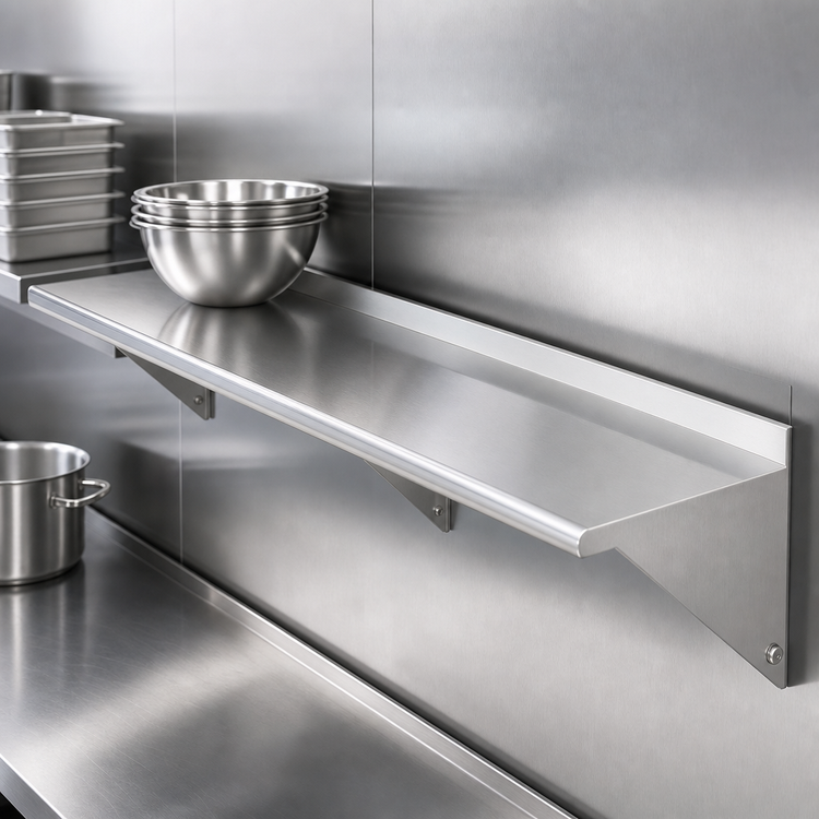 Product image #3 for Wall-Mounted Stainless Steel Shelf, 72 x 16 Inches