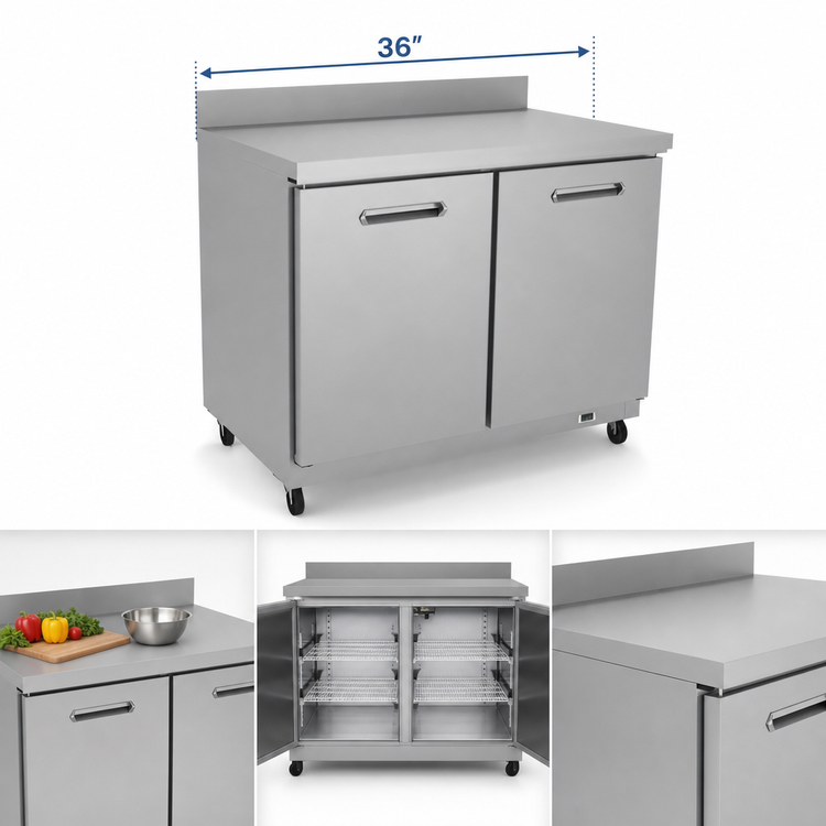 Product image #4 for Kelvinator Commercial 36-Inch Two-Door Worktop Refrigerator with Backsplash, 8.9 Cu. Ft., 115V