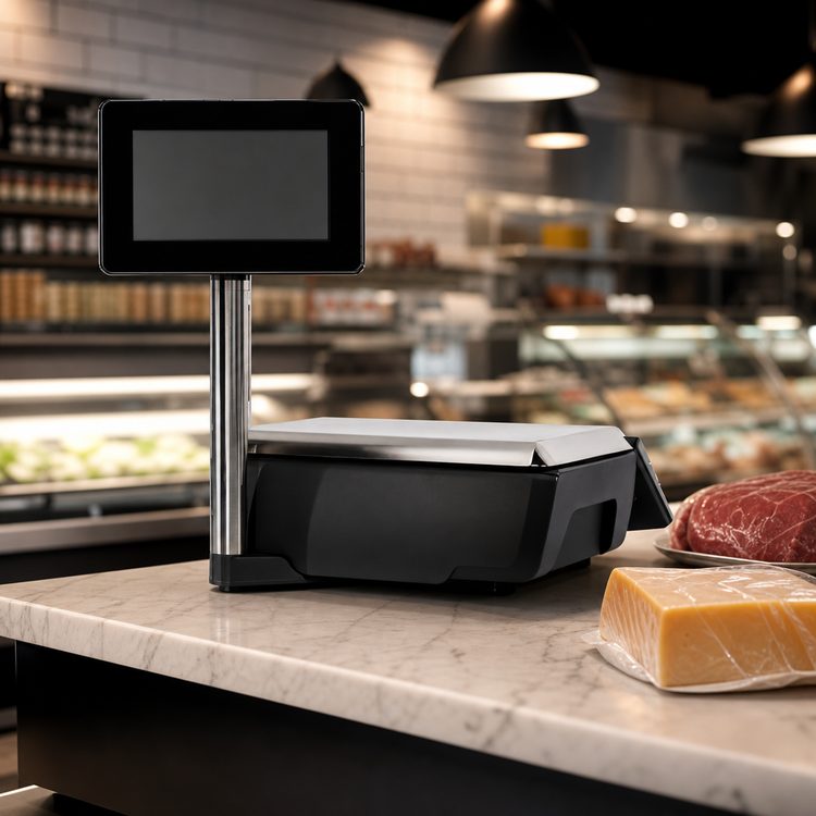 Product image #3 for Hobart Weigh/Wrap GTi-10EDC Commercial Scale/Printer with 10-Inch Elevated Customer Display and 13.3-Inch Operator Display