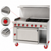Thumbnail image #3 for American Range 48-Inch Gas Restaurant Range with 24-Inch Manual Griddle, 4 Open Burners, Standard Oven, and Storage Base