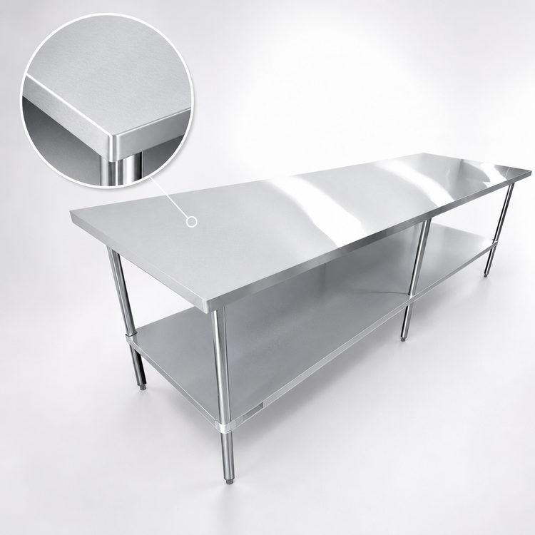 Product image #3 for Sapphire 108-Inch Stainless Steel Flat Top Cocktail Station Worktable with Galvanized Undershelf