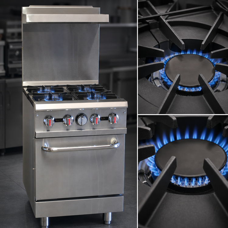 Product image #3 for Serv-Ware 24-Inch Commercial Gas Range with 4 Open Burners and Standard Oven