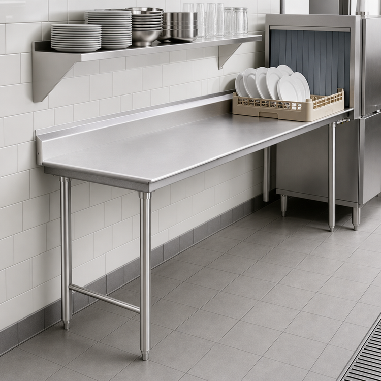 Product image #3 for Eagle Group Straight Clean Dishtable, 84W x 30D, Left-to-Right, 16-Gauge 304 Stainless Steel Top