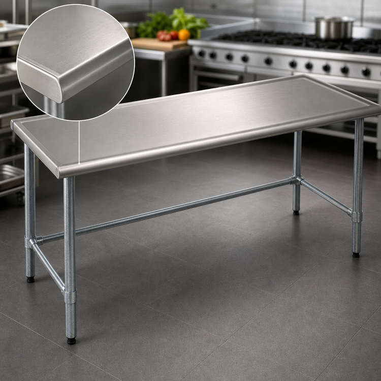 Product image #3 for Spec-Master Marine Series 72 Inch x 30 Inch 14-Gauge Stainless Steel Work Table with Galvanized Open Base