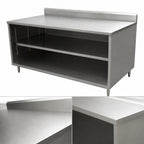 Thumbnail image #3 for BK Resources CSTR5-3072 72-Inch x 30-Inch Stainless Steel Chef Table with 5-Inch Back Riser and Open Front Cabinet Base