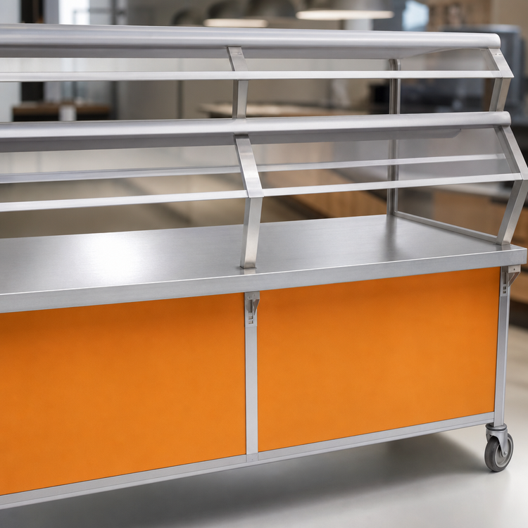 Product image #3 for Director's Choice 64-Inch Solid Top Mobile Serving Unit with Stainless Steel Top