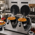 Thumbnail image #3 for Adcraft Double Countertop Belgian Waffle Maker with 7-Inch Round Grids