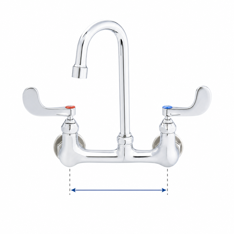 Product image #3 for T&S Brass Commercial Wall Mount Mixing Faucet, 8-Inch Centers, Swivel/Rigid Gooseneck, 1.0 GPM Aerator