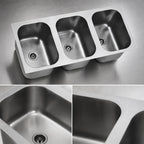 Thumbnail image #3 for Eagle Group FDI-12-14-9.5-3 Three-Compartment Seamless Weld-In Sink, 20-Gauge 304 Stainless Steel, 12 x 14 x 9-1/2-Inch Bowls
