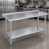 Thumbnail image #3 for Duke 314 Series 144-Inch Long x 24-Inch Deep 14-Gauge 300 Series Stainless Steel Work Table with 1-1/8-Inch Straight Riser and Galvanized Base