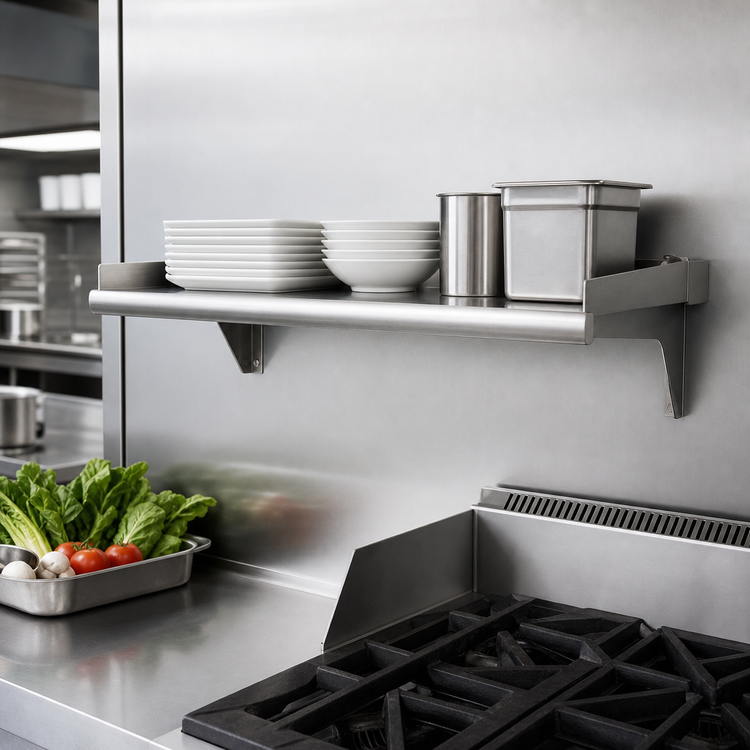 Product image #3 for Eagle Snap-n-Slide 24" x 15" Wall-Mounted V Marine Front Edge Shelf, 14/316 Stainless Steel