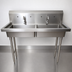 Thumbnail image #3 for Two-Station Freestanding Hand Wash Sink, 48 Inch Wide, 8 Inch Deep Bowls, Stainless Steel