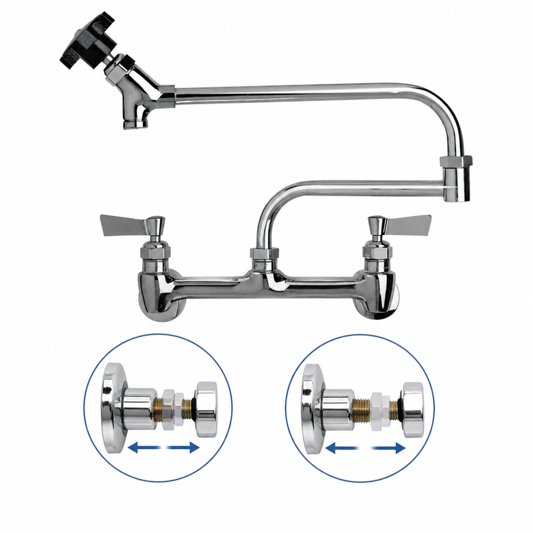 Product image #3 for Low-Lead Adjustable Wall-Mount Pot Filler Faucet with 18-Inch Double-Joint Swing Spout