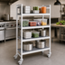 Thumbnail image #3 for Fermostock 4-Tier Mobile Perforated Polymer Shelving Unit, 52 W x 22 D x 71 H Inches