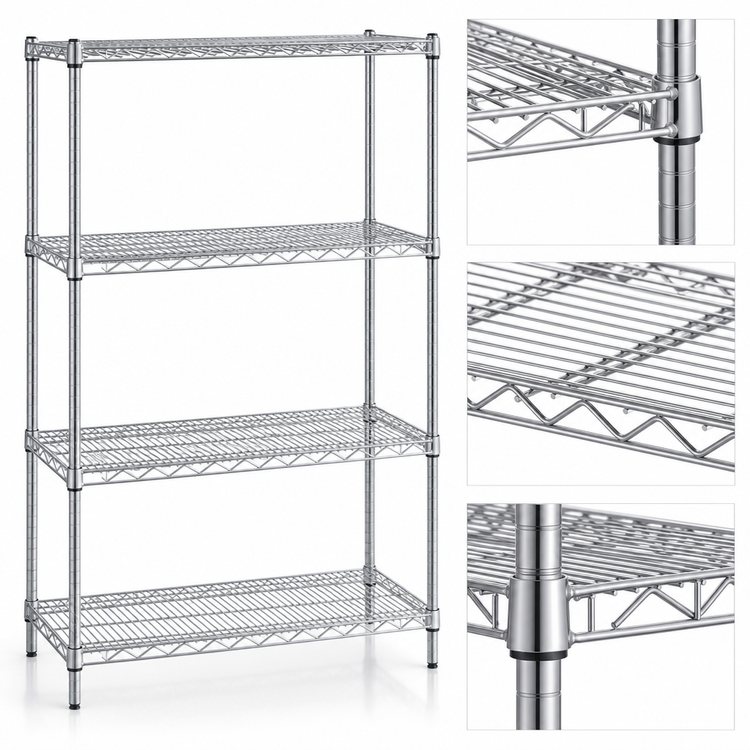 Product image #3 for Eagle Group 4-Tier Starter Wire Shelving Unit, 48 x 21 x 63 Inches, Stainless Steel Finish