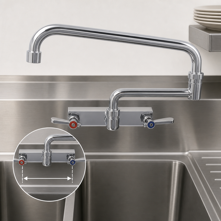 Product image #3 for BK Resources Evolution 8-Inch Splash-Mount Gooseneck Faucet, 8-Inch Centers, Stainless Steel