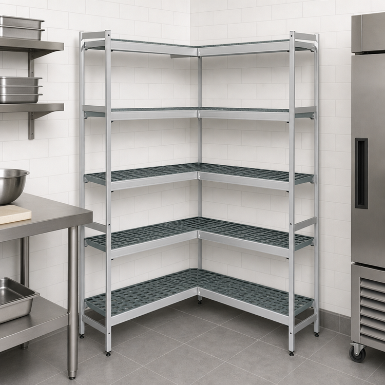 Product image #3 for Fermostock 5-Tier Corner Expansion Add-On Polymer Shelving Unit, 83 Inch H x 38 Inch W x 22 Inch D
