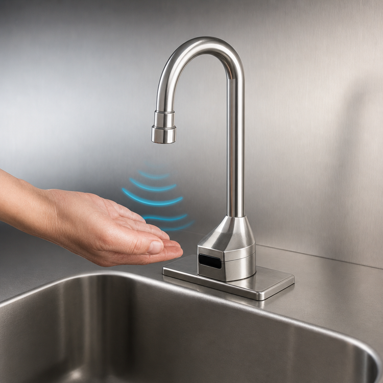 Product image #3 for T&S ChekPoint Touchless Electronic Deck-Mount Faucet with Rigid Gooseneck Spout and 4" Centers