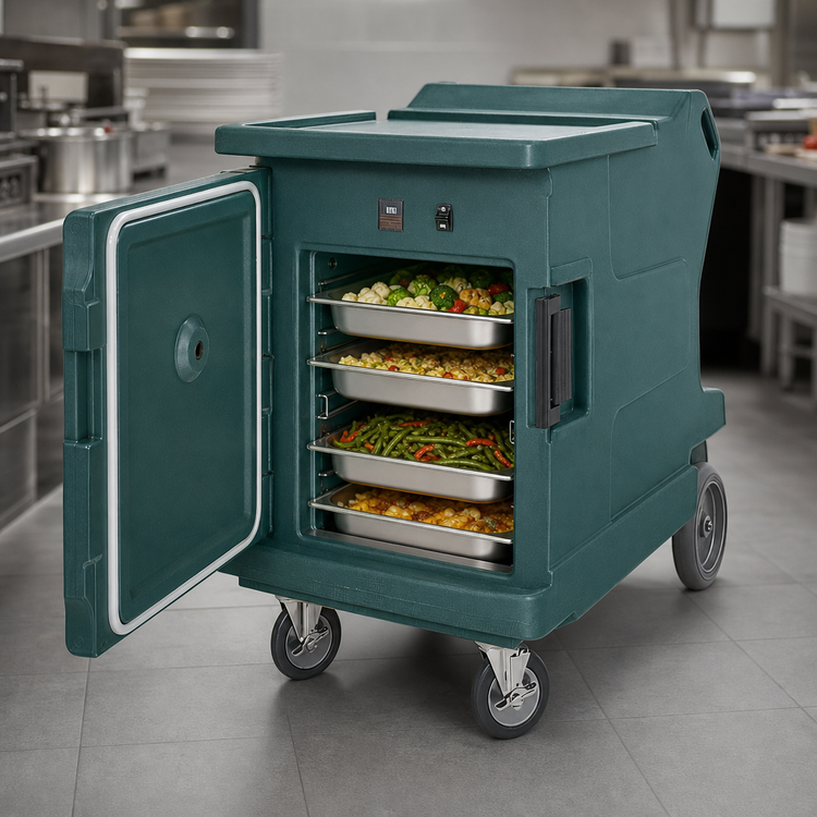 Product image #4 for Cambro Camtherm® Low Profile Electric Hot/Cold Holding Cart, Single Door, Granite Green