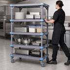 Thumbnail image #3 for Quantum Millenia QPM247262VS-4 Mobile Gray Polymer Shelving Unit, 72 x 24 x 62 in., 4 Open Grid Shelves