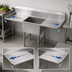 Thumbnail image #3 for BK Resources One-Compartment Double Drainboard Stainless Steel Sink with 24-Inch x 24-Inch x 14-Inch Bowl and 24-Inch Drainboards
