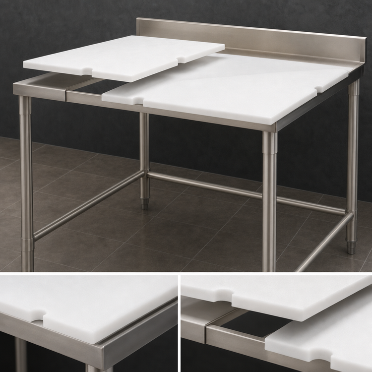 Product image #3 for Eagle Group 48-Inch x 36-Inch Boning Table with Poly Top, Stainless Steel Base and 4-Inch Backsplash