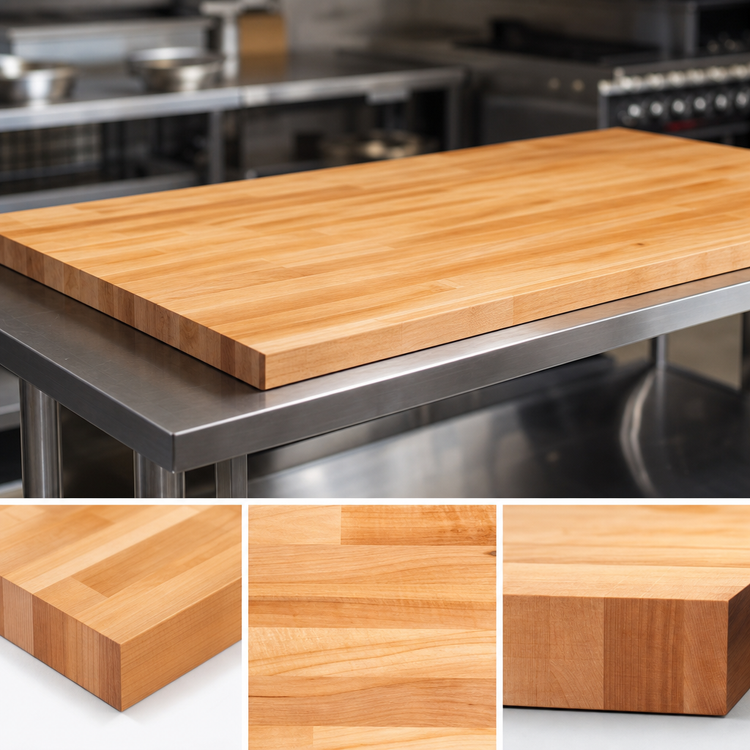 Product image #3 for John Boos Northern Hard Rock Maple Wood Baker's Table Top, Edge Grain Flat Top, 120 x 36 x 2-1/4 Inches