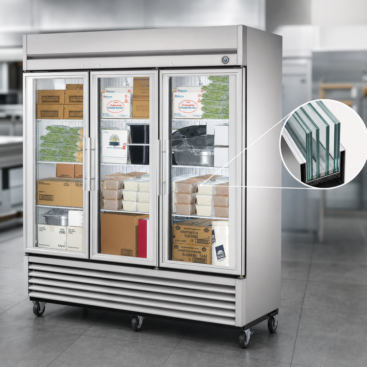 Product image #3 for True 3-Section Reach-In Glass Door Freezer with Triple-Pane Doors, -10°F, Self-Contained Bottom-Mount Refrigeration
