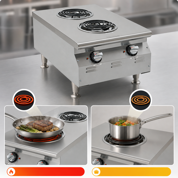 Product image #3 for RedHots Chef Line 18-Inch Countertop Electric Hotplate with 2 Burners, 120V