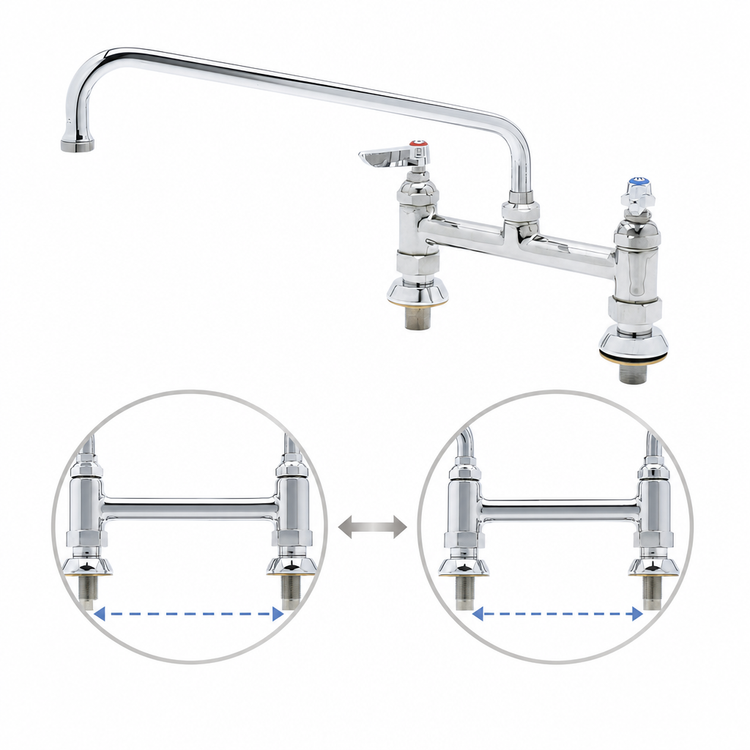 Product image #3 for T&S Brass B-0221-EE 8-Inch Center Deck Mount Mixing Faucet with 12-Inch Swing Nozzle