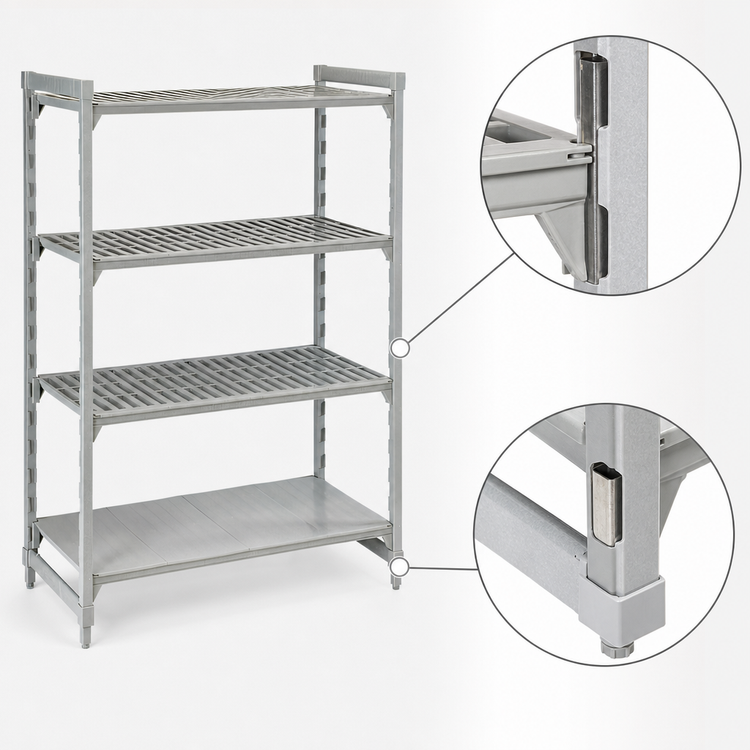 Product image #4 for Cambro Camshelving Premium 30" W x 21" D x 72" H Stationary Starter Unit, 4-Tier, 3 Vented + 1 Solid