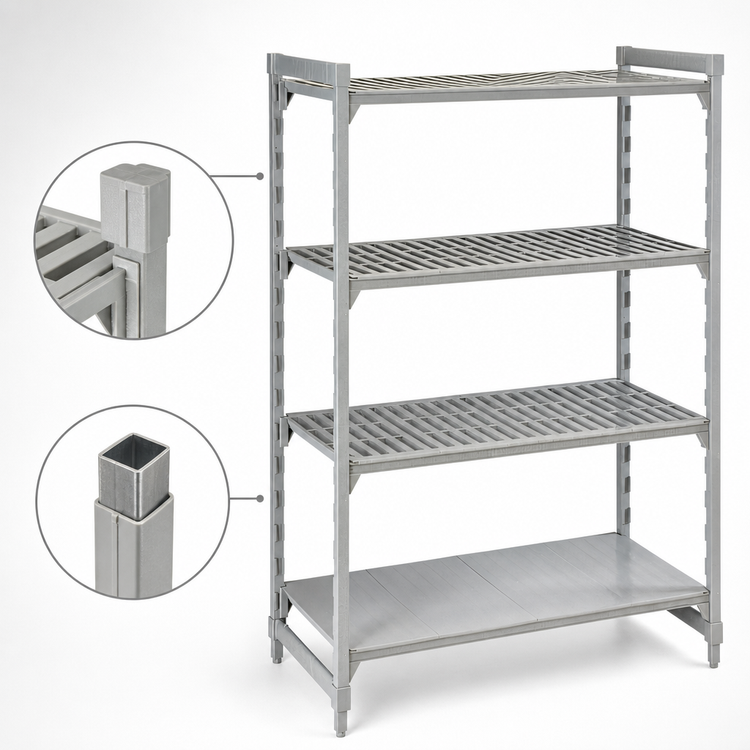 Product image #4 for Cambro Camshelving Premium 21" x 30" x 84" 4-Shelf Vented and Solid Stationary Starter Unit