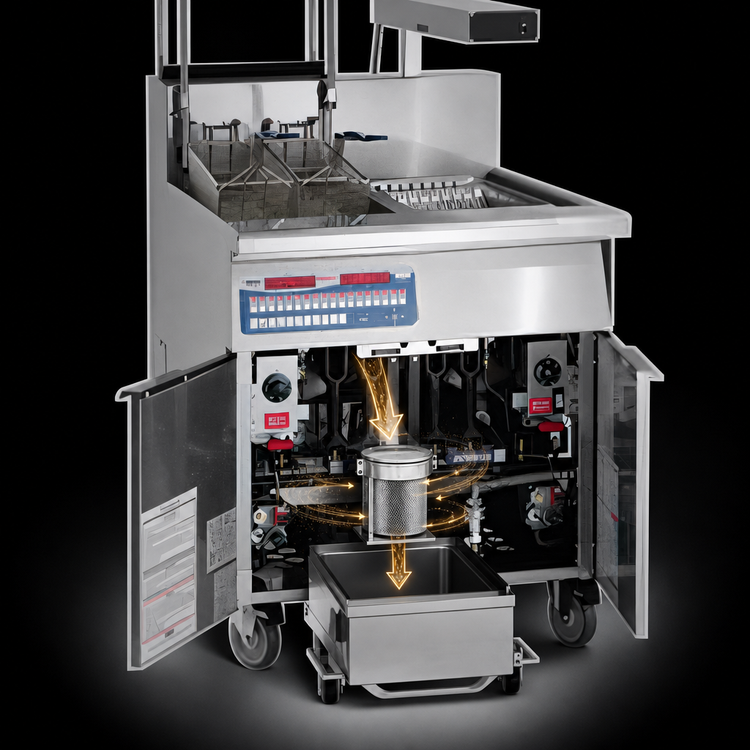 Product image #3 for Imperial 50 lb Open Pot Gas Floor Fryer/Filter System with Built-In Filter and Drain Station