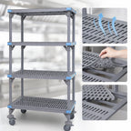 Thumbnail image #3 for Quantum Millenia QPM184274VS-4 Mobile Gray Polymer Shelving Starter Unit, 42"W x 18"D x 74"H, 4 Open Grid Shelves