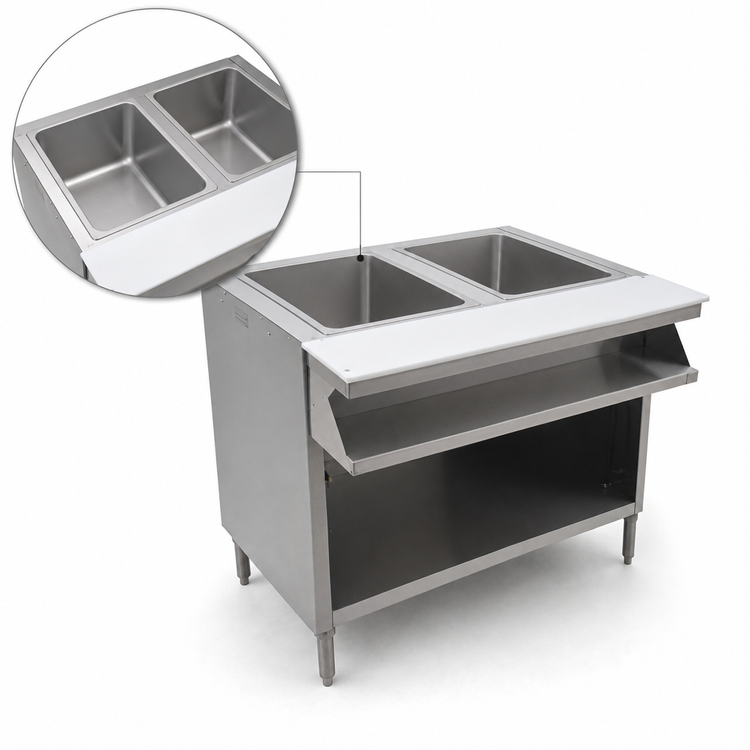 Product image #3 for Spec-Master Sealed Well Electric Hot Food Table with Open Front Base, 2 Wells, 208V