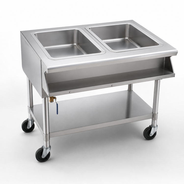 Product image #3 for Eagle Group Portable Sealed Well Hot Food Table, 2 Wells, Open Shelf Base, 240V Electric