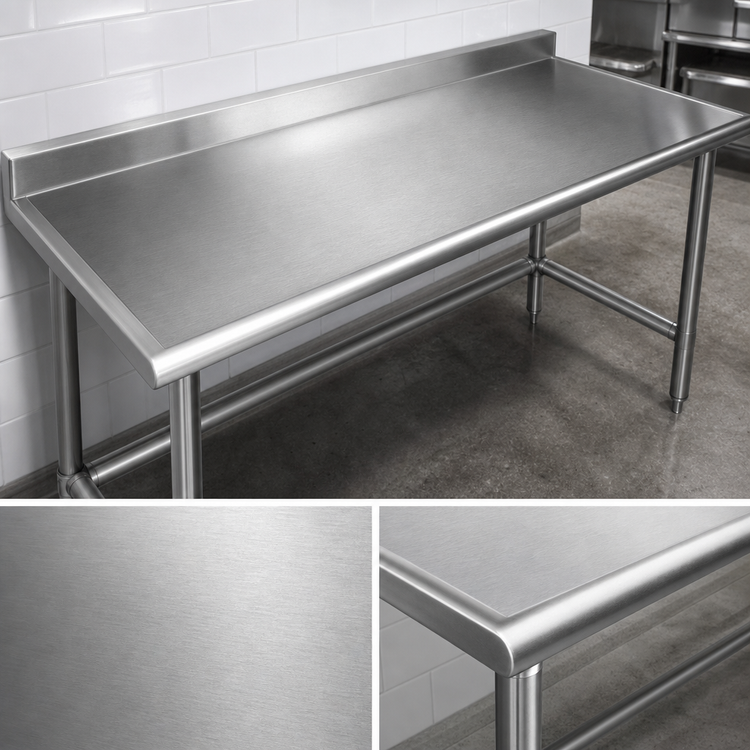 Product image #3 for Spec-Master Marine Series Stainless Steel Work Table with 4-1/2" Backsplash, 48"W x 30"D
