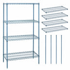 Thumbnail image #3 for Quantum WR86-1854GY Stationary Wire Shelving Starter Kit, 54 x 18 x 86 Inches, 4 Shelves, Gray Epoxy Antimicrobial Finish