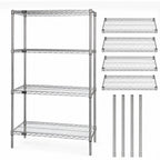 Thumbnail image #3 for Quantum WR54-1260S Stationary Stainless Steel Wire Shelving Starter Kit, 60"W x 12"D x 54"H, 4 Shelves