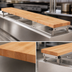 Thumbnail image #3 for John Boos Steam Table Cutting Board, 60 x 8 x 1-3/4 Inch, Northern Hard Rock Maple, Edge Grain, Penetrating Oil Finish, with Adjustable Stainless Steel Supports