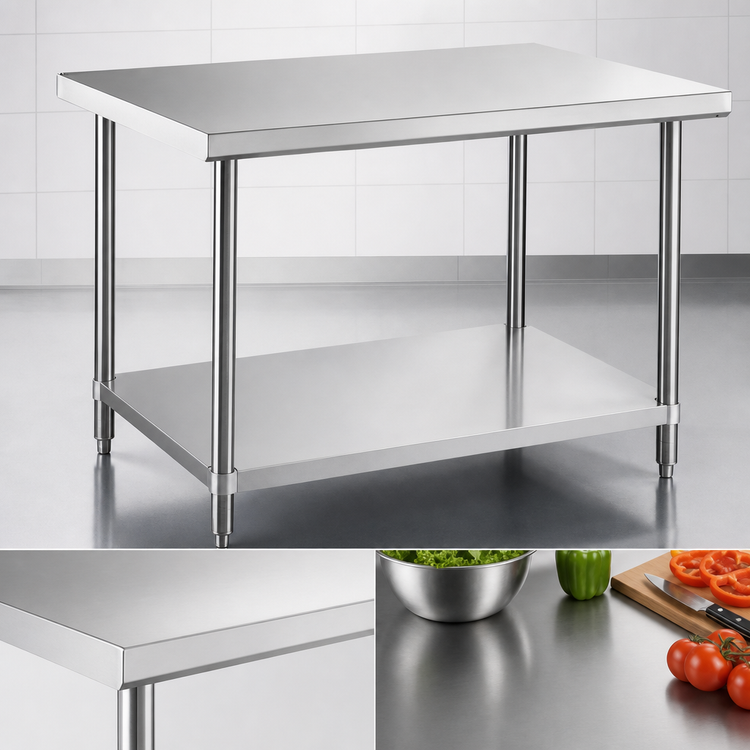 Product image #3 for 72 Inch x 18 Inch Stainless Steel Flat Top Work Table with Undershelf