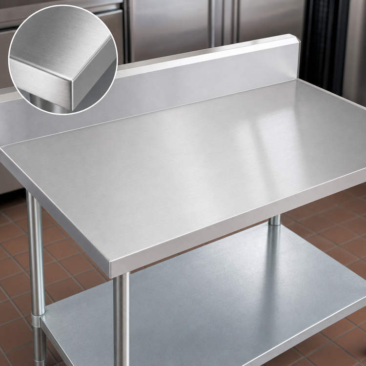 Product image #3 for Duke 30 Inch x 24 Inch 14 Gauge Stainless Steel Work Table with 10 Inch Riser and Galvanized Undershelf